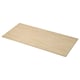 Un plan de travail rectangulaire en bois brun clair au design aux lignes fines, fabriqué à partir de placage de frêne sur panneau de particules.