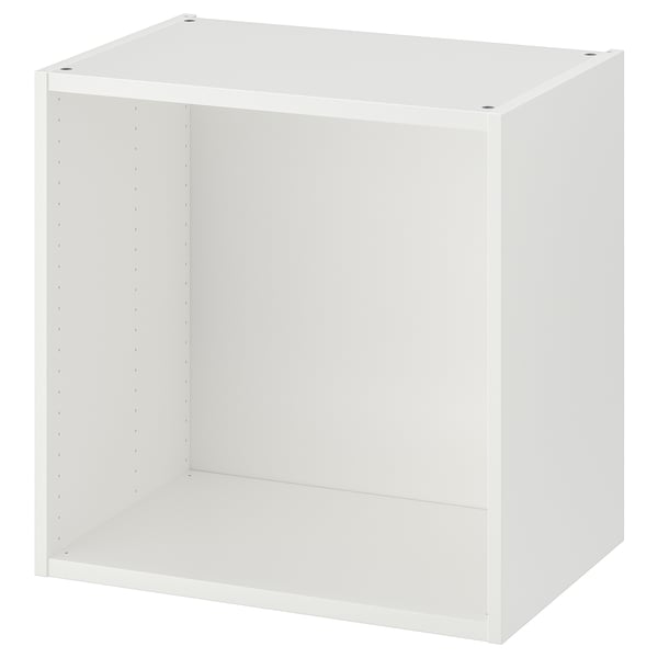 Unité de rangement PLATSA blanche. Design minimaliste aux lignes épurées. De forme carrée, prête à être personnalisée avec des portes et des organisateurs.