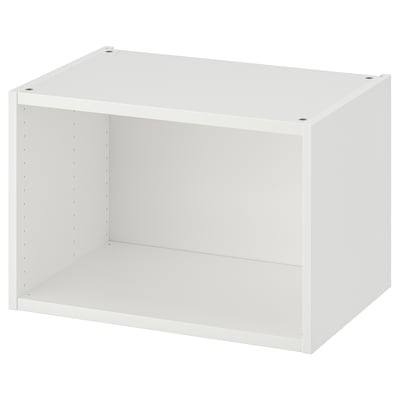 Cube de rangement PLATSA blanc, ouvert, carré, emballé à plat, design minimaliste.
