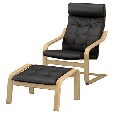 POÄNG Fauteuil avec repose-pieds, chêne/Grann noir