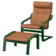POÄNG Fauteuil avec repose-pieds, vert foncé/Grann brun doré