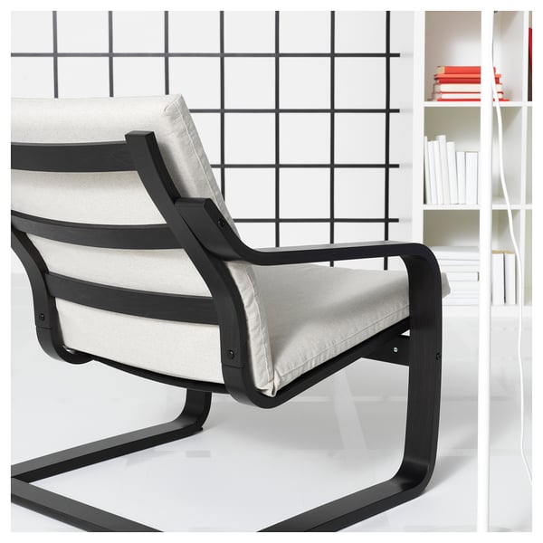 POÄNG Fauteuil dossier bas, brun noir/Katorp écru/beige