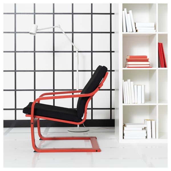 POÄNG Fauteuil dossier bas, rouge/Vissle noir