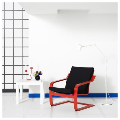POÄNG Fauteuil dossier bas, rouge/Vissle noir