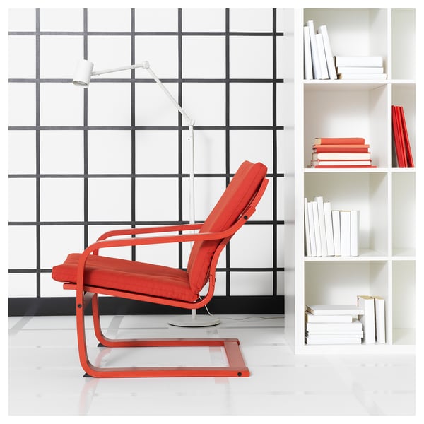 POÄNG Structure fauteuil, dossier bas, teinté rouge