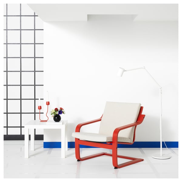 POÄNG Structure fauteuil, dossier bas, teinté rouge