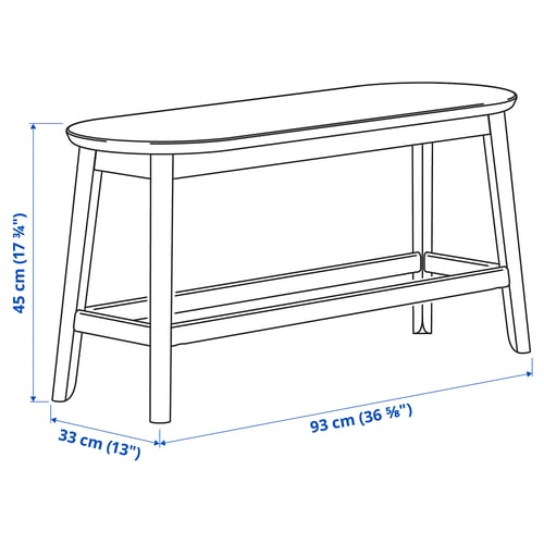 RÄVSTEN Banc, noir, 93 cm