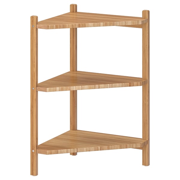 Étagère de rangement en bambou, 3 niveaux, laque transparente, espace d’angle.