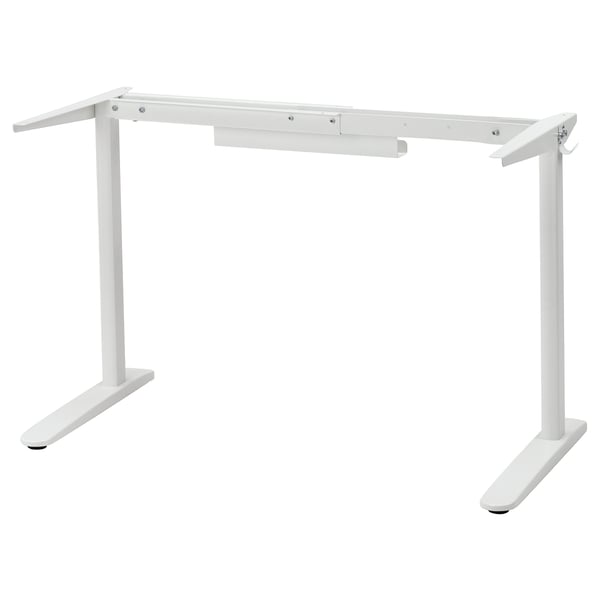 Base de bureau RELATERA blanche, métal, 4 pieds, porte-câbles, réglable en hauteur.