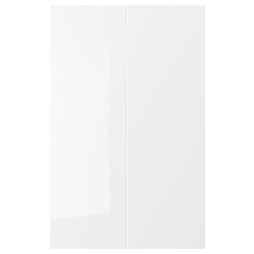 Porte d’armoire de cuisine RINGHULT blanche et brillante ; Design rectangulaire élégant avec surface lisse.