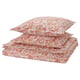 Linge de lit cachemire vibrant : ensemble RODGERSIA en rouge et beige, coton-viscose, plié carré.