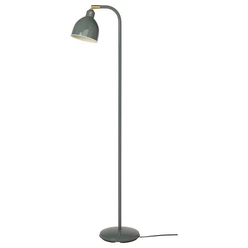 Lampe de lecture verte simple avec bras arqué, finition brillante, détails en laiton.