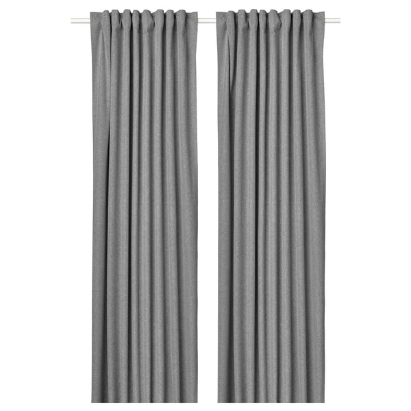 Rideaux gris ROSENMANDEL imitation laine, design opaque, polyester recyclé.