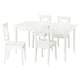 Set de salle à manger ROSENTORP : table blanche et 4 chaises, bois massif, extensible.