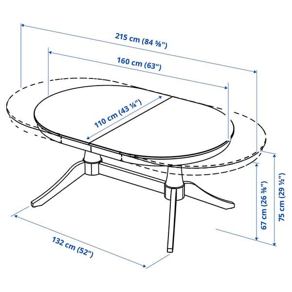 ROSENTORP Table extensible, blanc, 160/215x110 cm