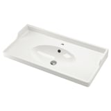 Évier en céramique blanche RUTSJÖN, cuve ovale, dosseret surélevé, design traditionnel moderne, convient aux lavabos.