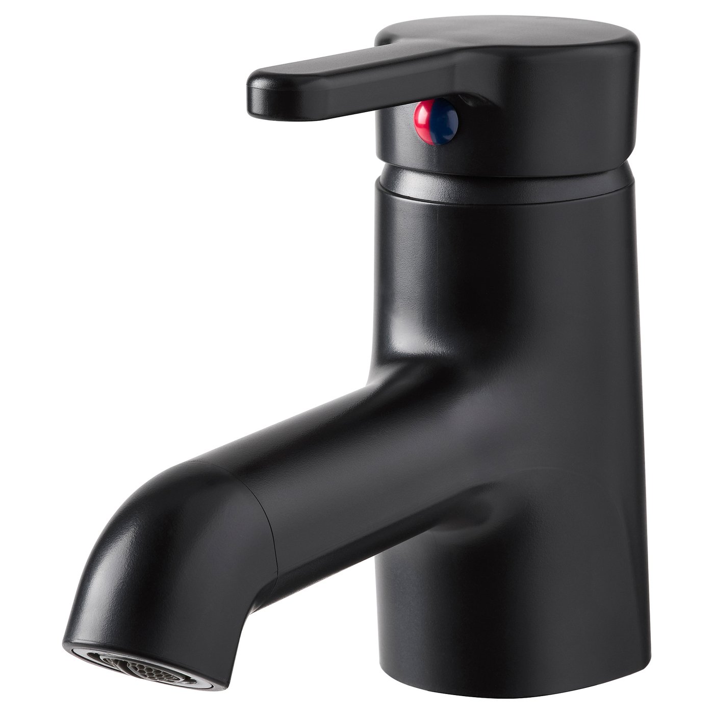 Robinet SALJEN noir avec levier indicateur rouge-bleu.