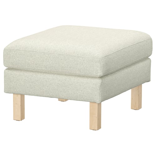 Repose-pieds SALTSJÖBADEN, beige clair, tissu, carré, quatre pieds en bois.