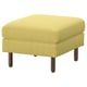 Tabouret rembourré jaune vif avec des pieds en bois, parfait pour s’asseoir ou reposer les pieds.