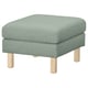 Repose-pieds vert avec pieds en bois, parfait pour reposer les pieds ou des sièges supplémentaires, design simple et épuré.