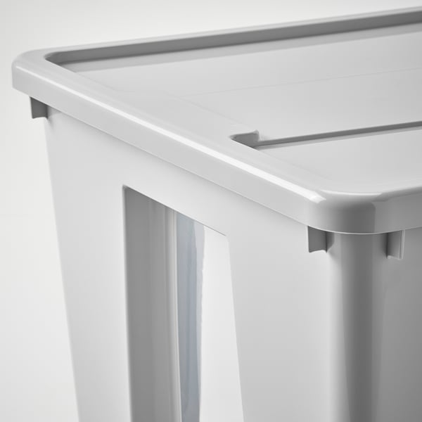 SAMLA Boîte avec couvercle, transparent/gris clair, 57x39x28 cm/45 l
