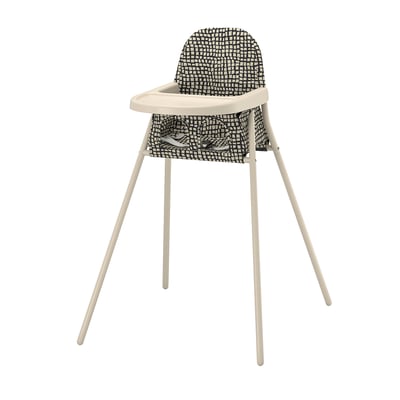 SANDKATT Structure chaise haute+tablette, beige/anthracite
