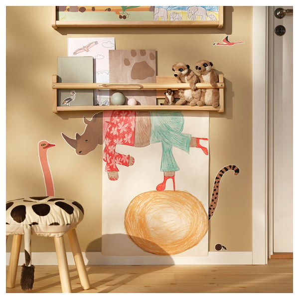 SANDLÖPARE Autocollants décoratifs, 3 pièces, multicolore/animaux dans la savane