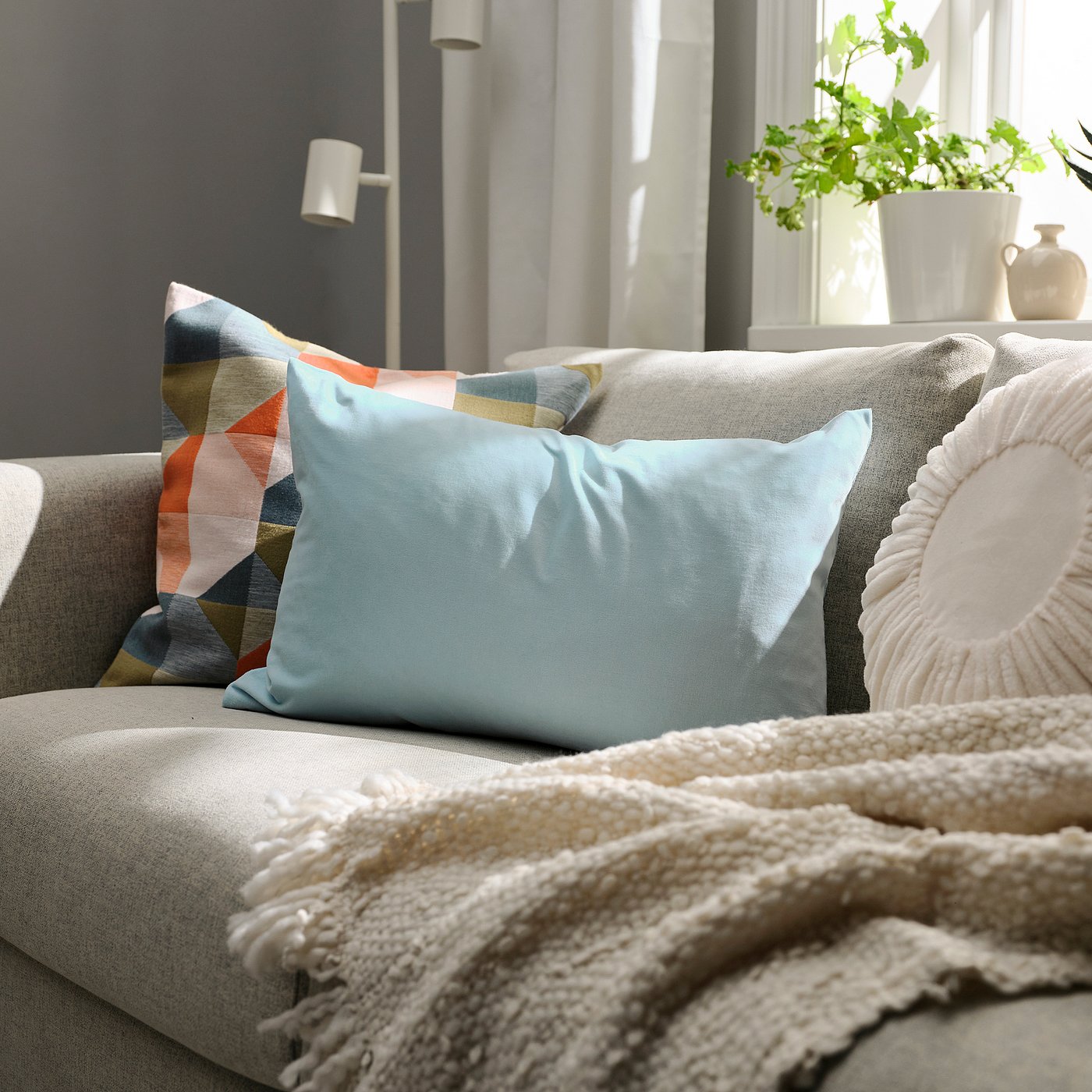 SANELA Housse de coussin, bleu clair, 40x58 cm