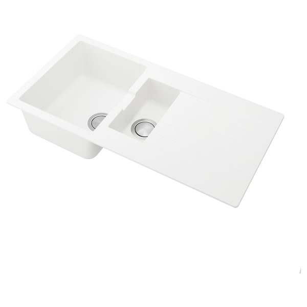 Blanc 1. évier à 5 bassins ; Design rectangulaire, sans couture et moderne.