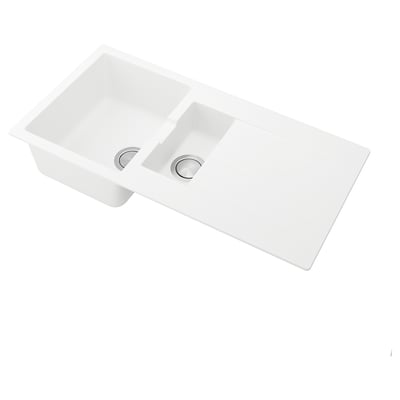 Blanc 1. évier à 5 bassins ; Design rectangulaire, sans couture et moderne.