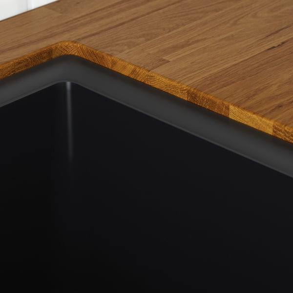 Bord de table en bois, surface lisse et durable. Support de cadre en métal noir.