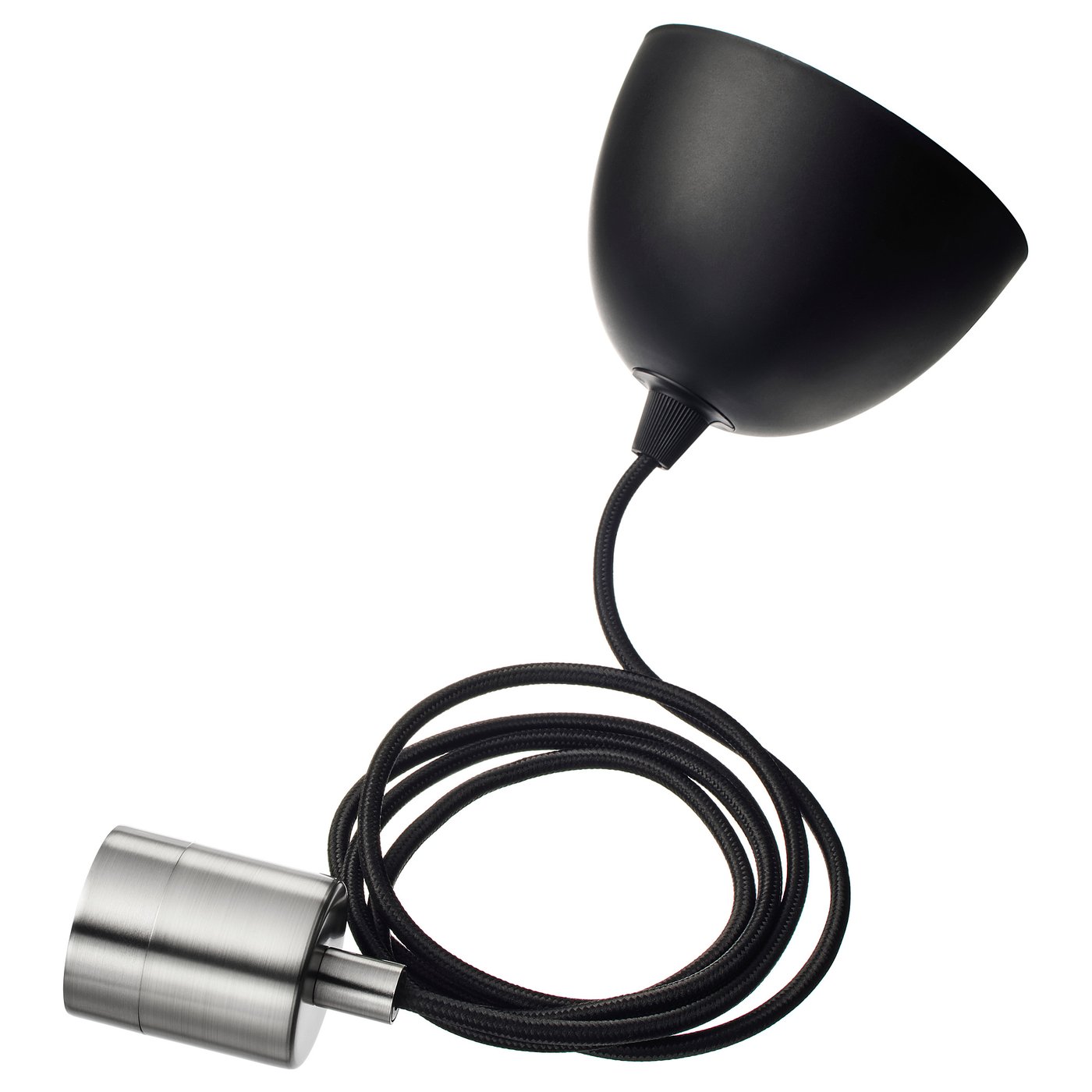 SKAFTET plafonnier noir moderne, acier et plastique, forme conique, design cordon.