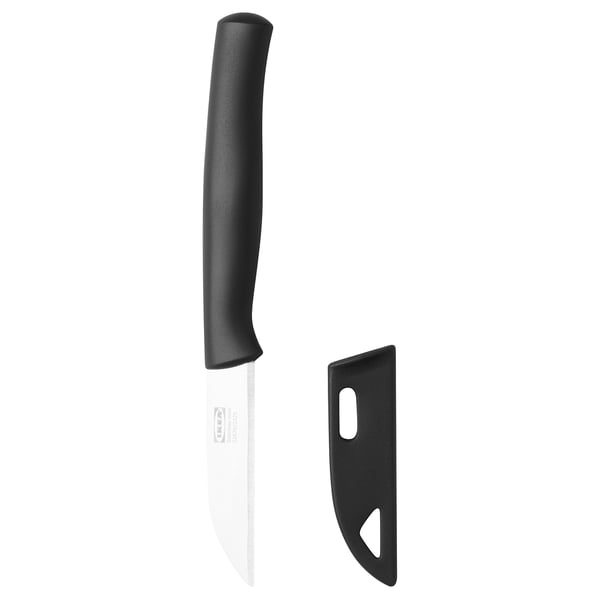 Couteau d’office SKALAD noir avec lame en acier inoxydable, couvre-lame sûr.