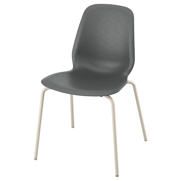 Chaise en plastique gris SKÅLSTA , élégante et moderne, avec assise et dossier incurvés, pieds légers, facile à nettoyer.