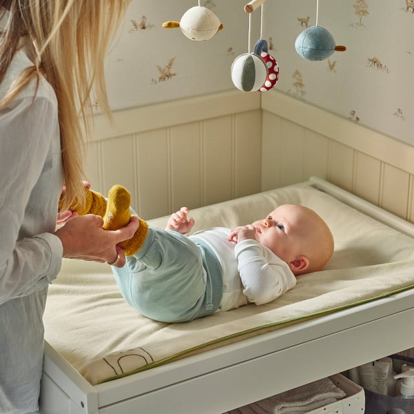 SKÖTSAM Matelas à langer avec housse, beige/tissu éponge, 53x80 cm
