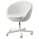 Chaise de bureau SKRUVSTA blanche, ronde, rembourrée, sur roulettes.