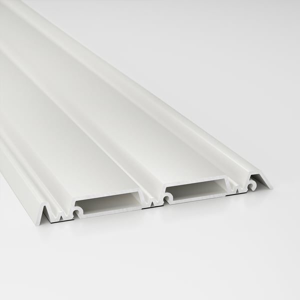Rail de porte coulissante SKYTTA blanc moderne, construction élégante en aluminium, conçue avec précision pour une installation en douceur.