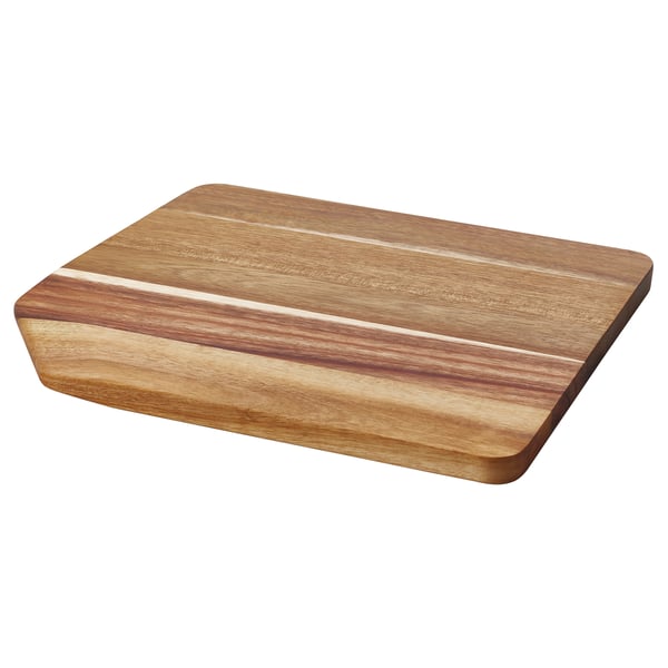 SMÅÄTA : planche à découper en acacia, brun clair, bords obliques.