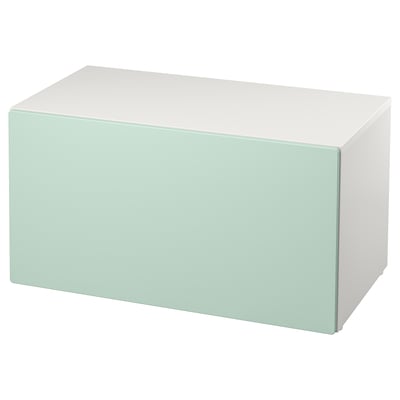 Banc de rangement SMÅSTAD, vert clair, carré, bicolore, pieds réglables.