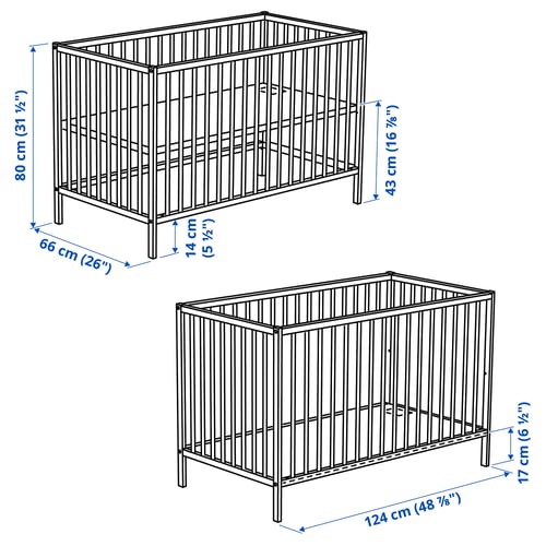 SNIGLAR Lit bébé, hêtre, 60x120 cm