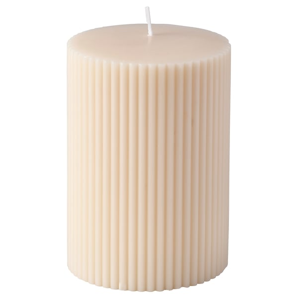 SNÖSISKA Bougie bloc non parfumée, blanc cassé, 10 cm