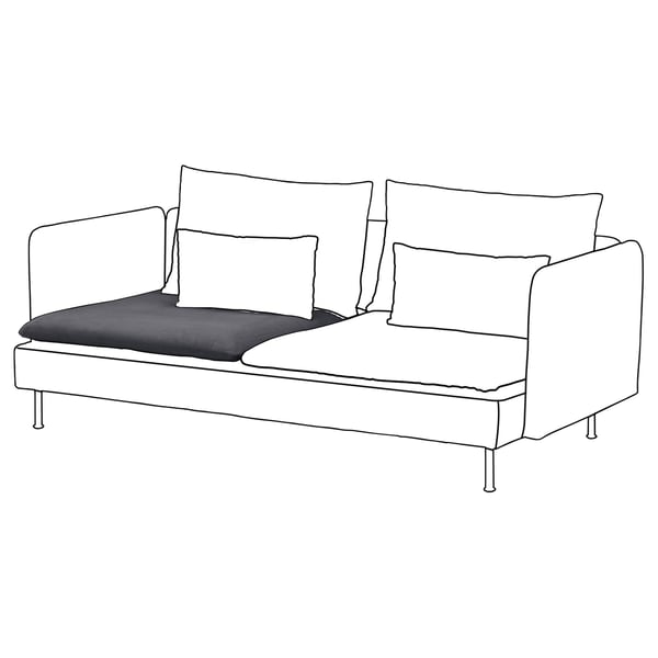 Canapé SÖDERHAMN : blanc, moderne, lignes épurées, trois coussins, minimaliste.