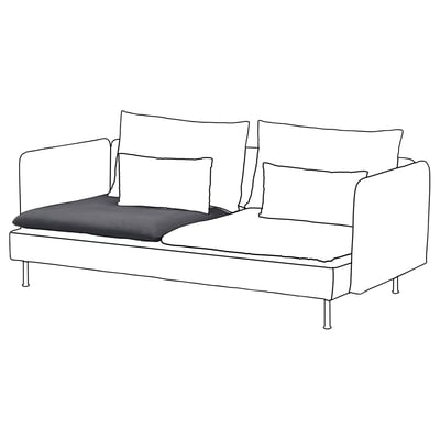 Canapé SÖDERHAMN : blanc, moderne, lignes épurées, trois coussins, minimaliste.