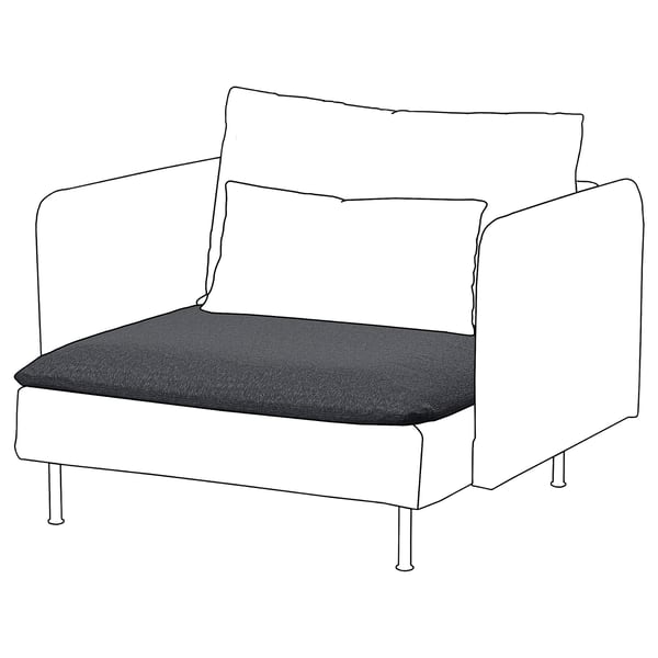Chaise SÖDERHAMN en noir et blanc, design minimaliste avec des lignes épurées et des coussins.