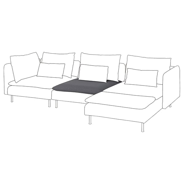 Canapé sectionnel blanc SÖDERHAMN avec assise sombre, design moderne, coussins confortables.