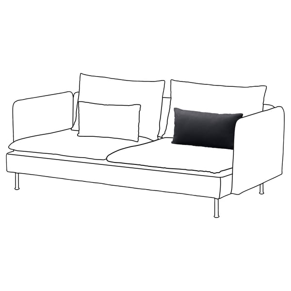 Canapé SÖDERHAMN : blanc, 3 coussins, design épuré, pieds minces en métal.