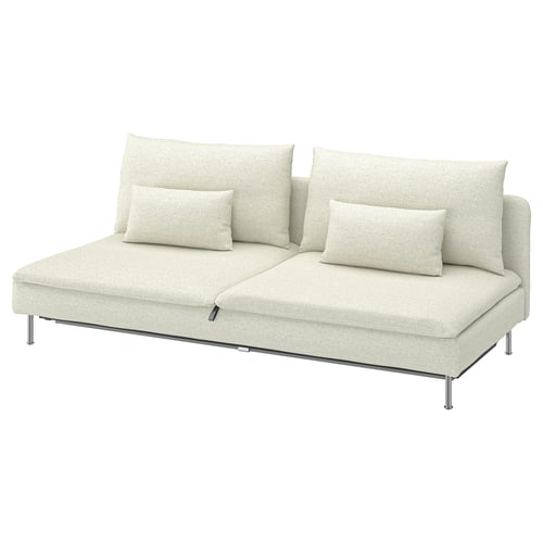 Canapé crème SÖDERHAMN, design moderne, tissu léger, pieds en métal poli.