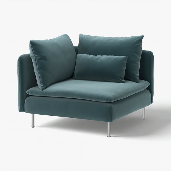 Fauteuil SÖDERHAMN turquoise, design moderne en tissu.