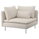 Un canapé-lit d’angle SÖDERHAMN beige clair avec des pieds chromés, des coussins moelleux et un design moderne.