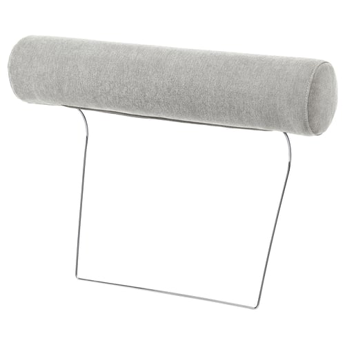 Appui-tête SÖRVALLEN, gris, tissu et métal, cylindrique, design minimaliste.